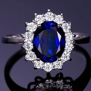 Sapphire Halo Ring Princess Diana Inspired